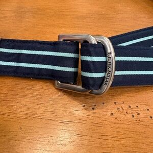 Peter Millar Striped Navy and Light Blue D-ring belt size large new with tags